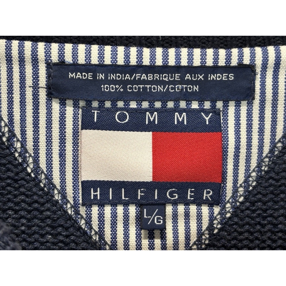 Vtg Tommy Hilfiger Sweater Sz Large Men's Blue Cotton Crest 90s Y2K - Picture 5 of 5